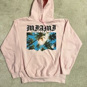 Miami Pink Hoodie with Palm Tree Graphic